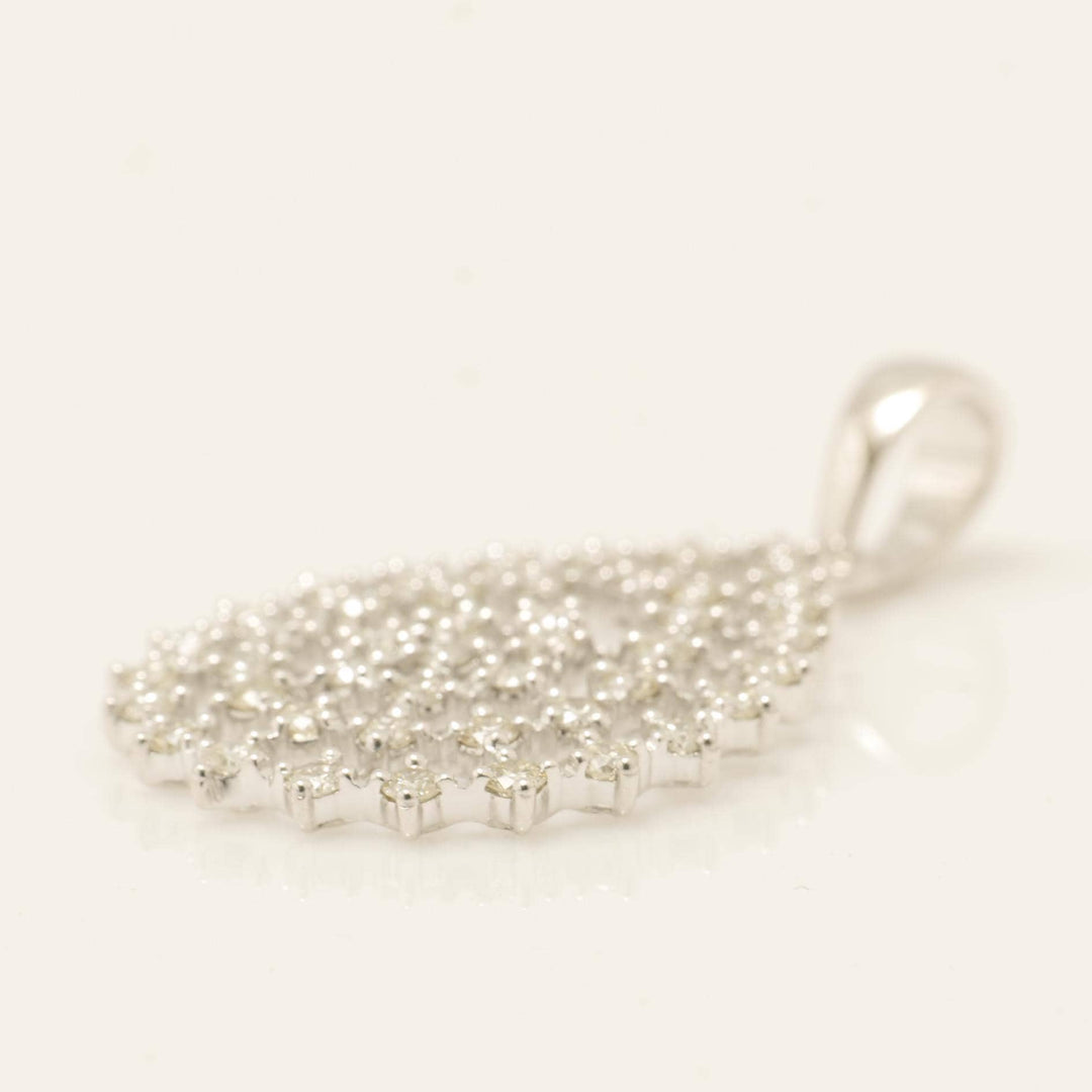 Teardrop Diamond Pendant, 14k Solid Gold, Natural Diamonds, Celestial Statement Necklace, Layering Cocktail Pendant, Floral Lattice Pendant