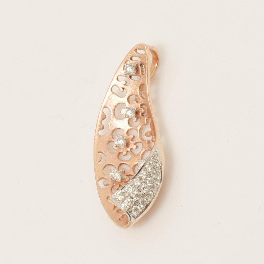 Floral Filigree Diamond Pendant, 14k Solid Gold, Natural Diamonds, Leaf Statement Jewelry, Layering Necklace, Ready To Ship, IGI Certified