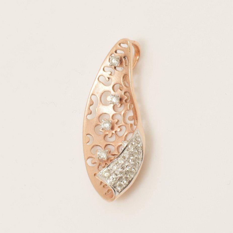 Floral Filigree Natural Diamond Pendant: 14k Solid Gold Layering Necklace, IGI Certified, Ready To Ship