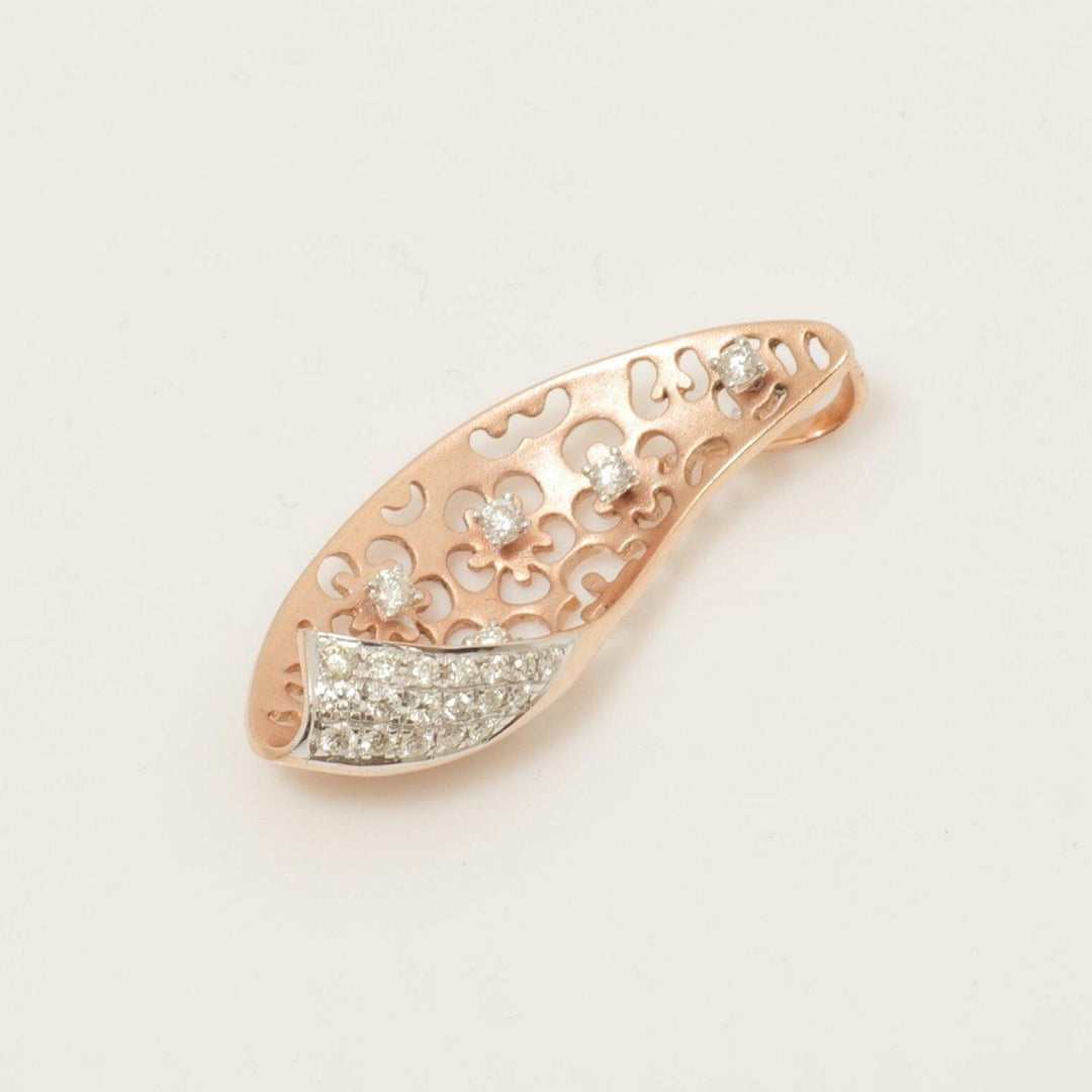 Floral Filigree Diamond Pendant, 14k Solid Gold, Natural Diamonds, Leaf Statement Jewelry, Layering Necklace, Ready To Ship, IGI Certified