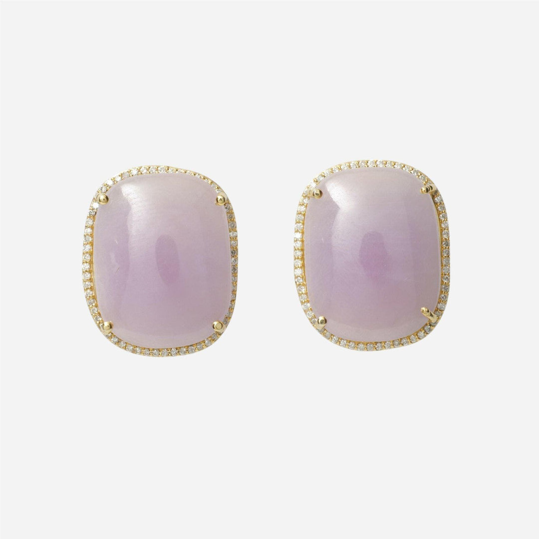 Pink Sapphires Diamond Halo Stud Earrings, 14K Solid Gold, Natural Diamonds, Gemstone Statement Studs, Ready To Ship, HRD Certified