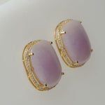 Load image into Gallery viewer, Pink Sapphires Diamond Halo Stud Earrings, 14K Solid Gold, Natural Diamonds, Gemstone Statement Studs, Ready To Ship, HRD Certified
