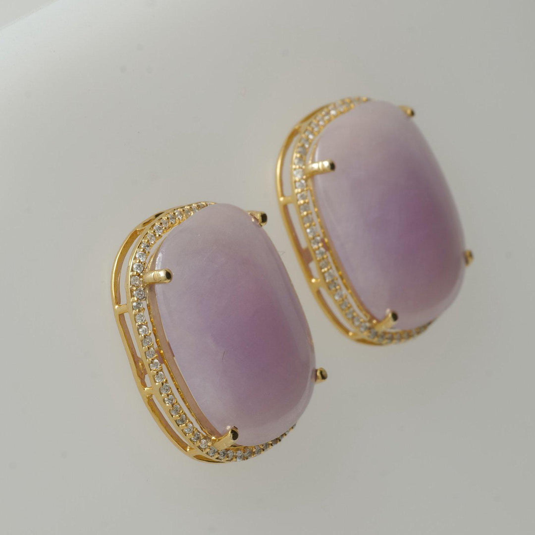 Pink Sapphires Diamond Halo Stud Earrings, 14K Solid Gold, Natural Diamonds, Gemstone Statement Studs, Ready To Ship, HRD Certified