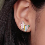 Load image into Gallery viewer, Kids Butterfly Diamond Stud Earrings, 14k Solid Gold With Enameling, Natural Diamonds, Gift for toddlers/girls, Ready To Ship, HRD Certified
