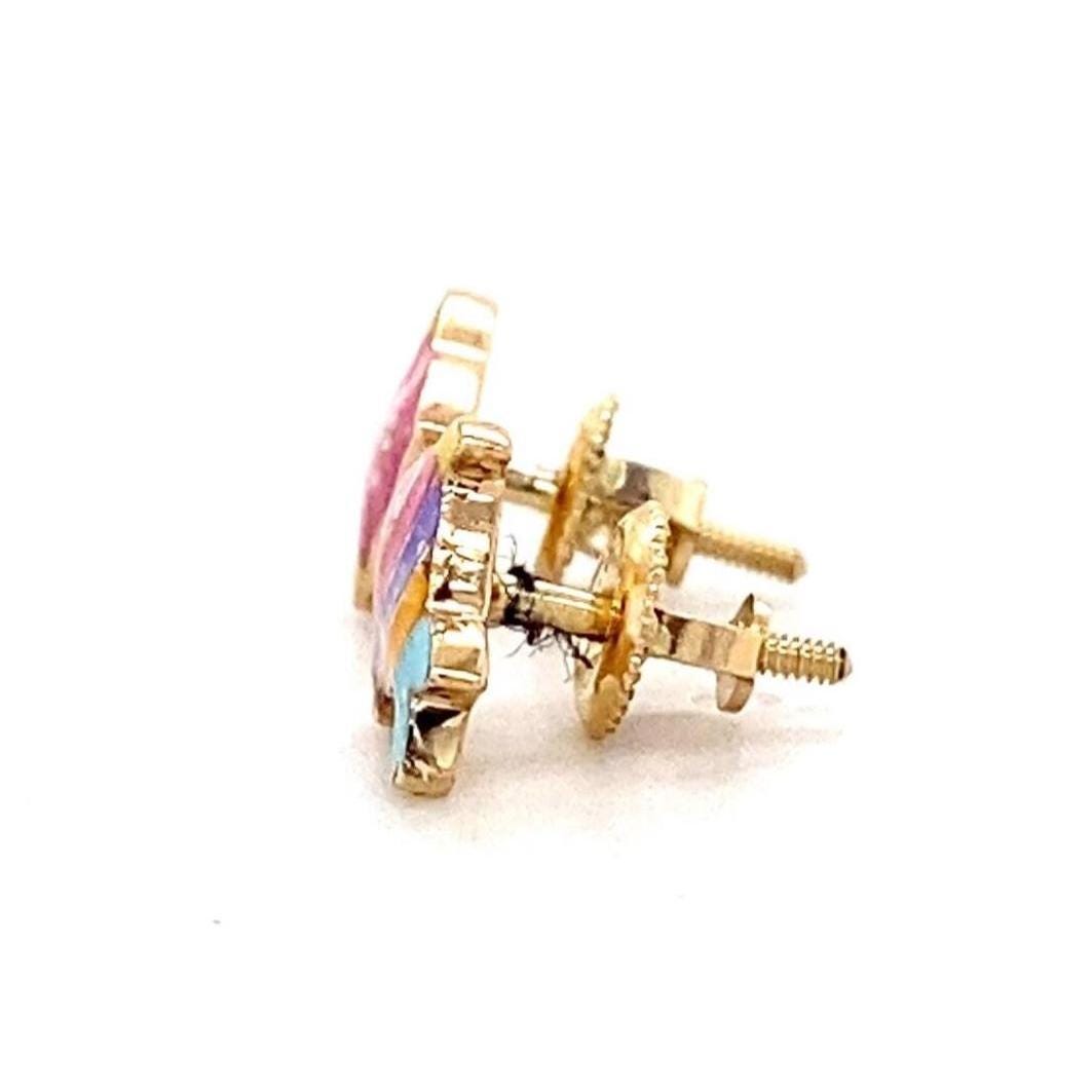 Kids Fish Diamond Stud Earrings, 14k Solid Gold With Enameling, Natural Diamonds, Ocean Animal Jewelry, Gift for girls, Ready To Ship