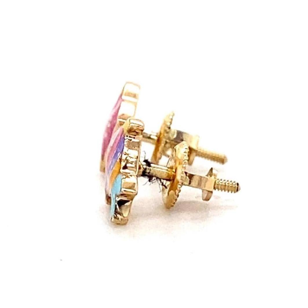 Kids Fish Diamond Stud Earrings, 14k Solid Gold With Enameling, Natural Diamonds, Ocean Animal Jewelry, Gift for girls, Ready To Ship