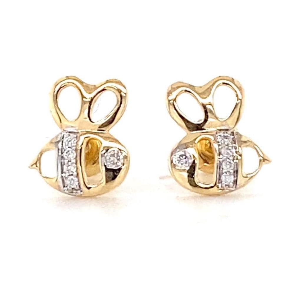 Kids Bee Diamond Stud Earrings, 14k Solid Gold, Natural Diamonds, Kids Jewelry, Gift for toddlers/girls/kids, Ready To Ship
