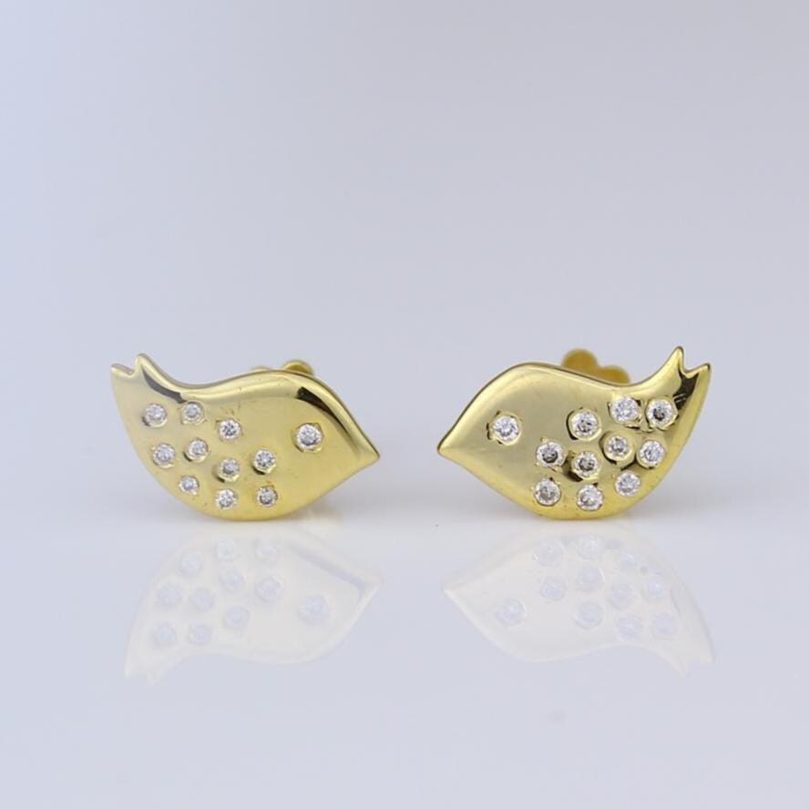 Kids Bird Diamond Stud Earrings, 14k Solid Gold, Natural Diamonds, Kids Animal jewelry, Gift for toddlers/girls/kids, Ready To Ship