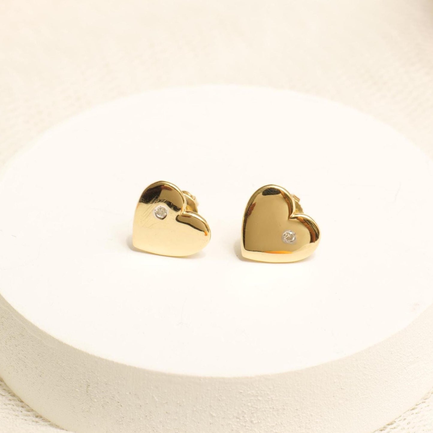 Kids Heart Diamond Stud Earrings, 14k Solid Gold, Natural Diamonds, Gift for toddlers/girls/kids, Ready To Ship, HRD Certified