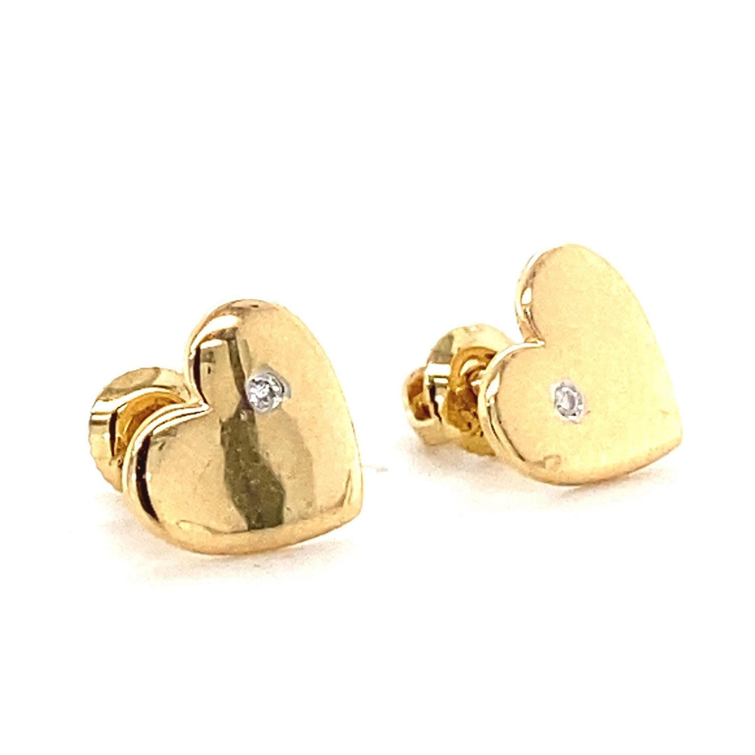 Kids Heart Diamond Stud Earrings, 14k Solid Gold, Natural Diamonds, Gift for toddlers/girls/kids, Ready To Ship, HRD Certified