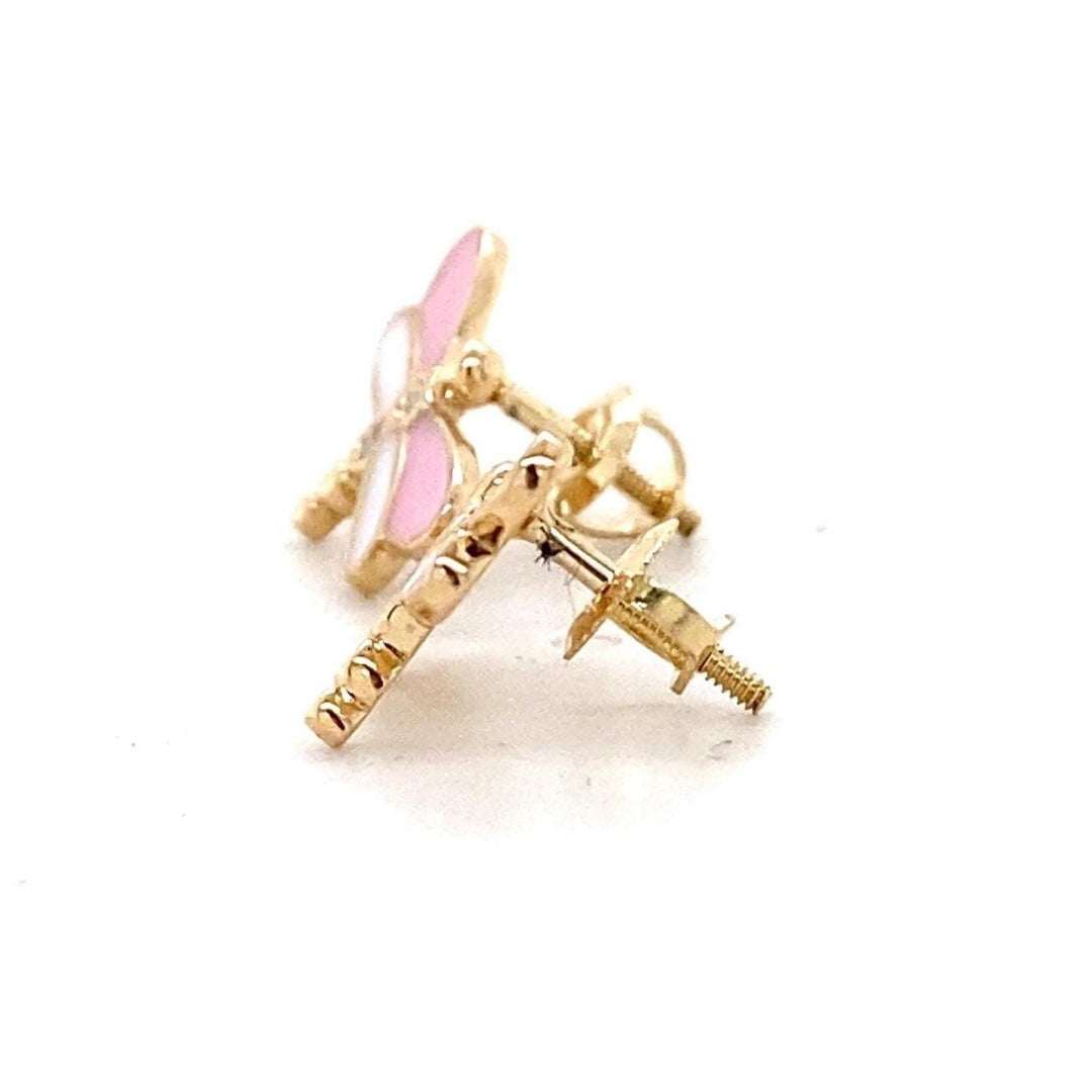 Kids Dragonfly Diamond Stud Earrings, 14k Solid Gold, Natural Diamonds, Enamel Wings Studs, Gift for  girls, Ready To Ship, HRD Certified