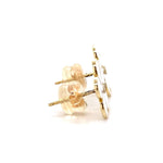 Load image into Gallery viewer, Kids Enameled Flower Diamond Earrings, 14k Solid Gold, Natural Diamonds, Bezel Set Floral Studs, Ready To Ship, HRD Certified
