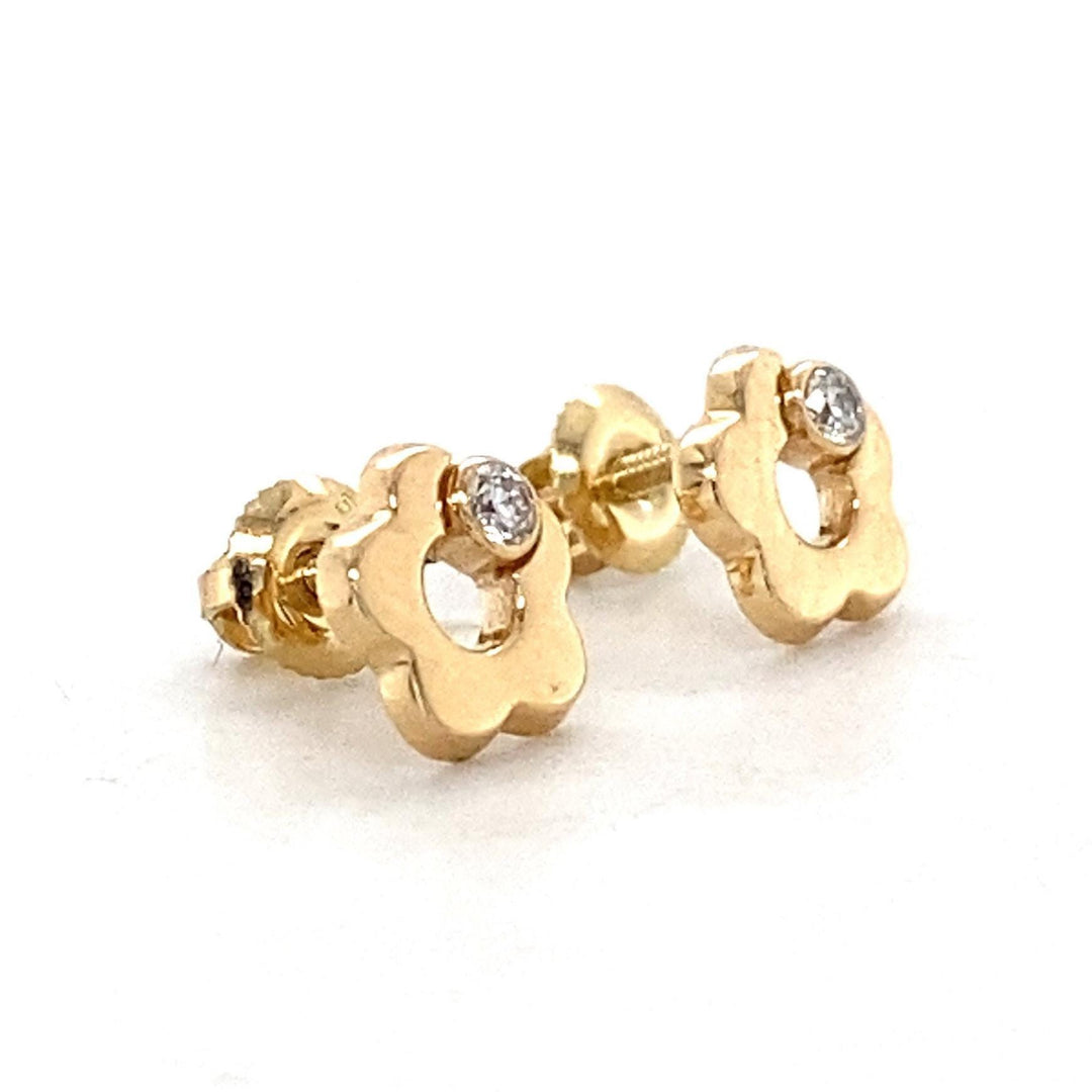 Kids Flower Diamond Stud Earrings, 14k Solid Gold, Natural Diamonds, Kids jewelry, Gift for toddlers/girls/kids, Ready To Ship
