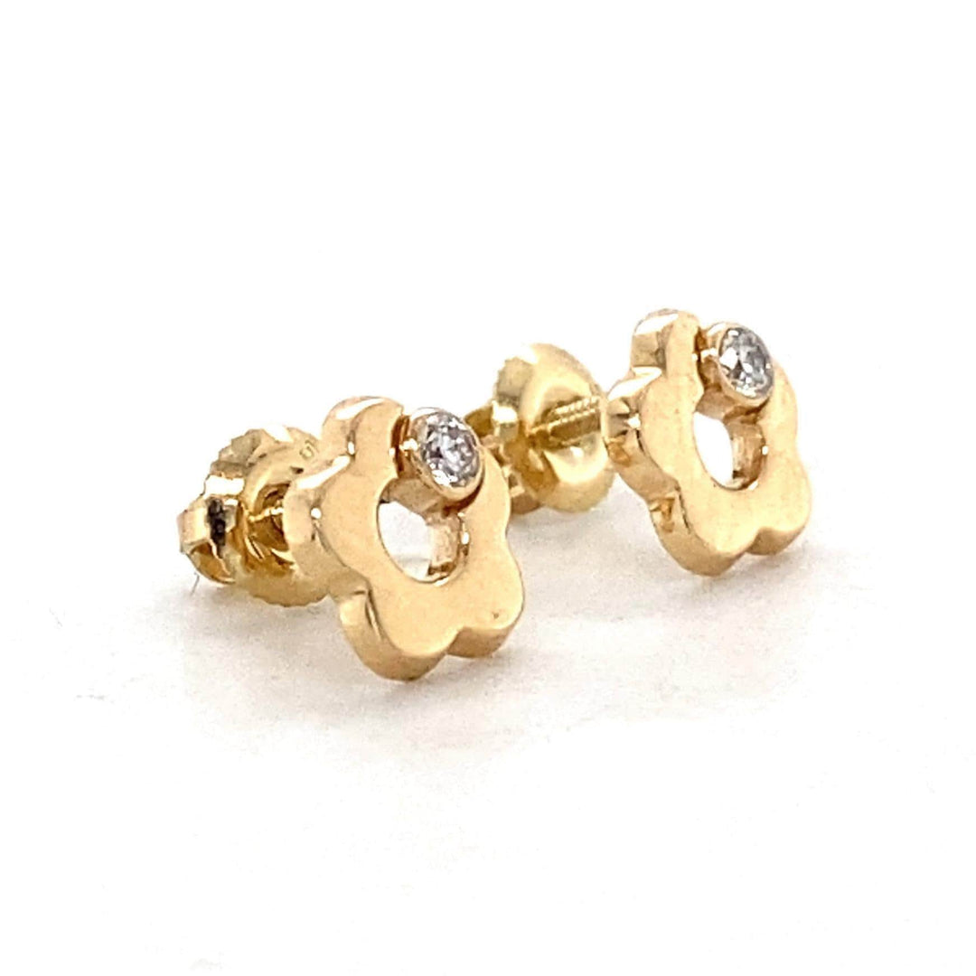 Kids Flower Diamond Stud Earrings, 14k Solid Gold, Natural Diamonds, Kids jewelry, Gift for toddlers/girls/kids, Ready To Ship