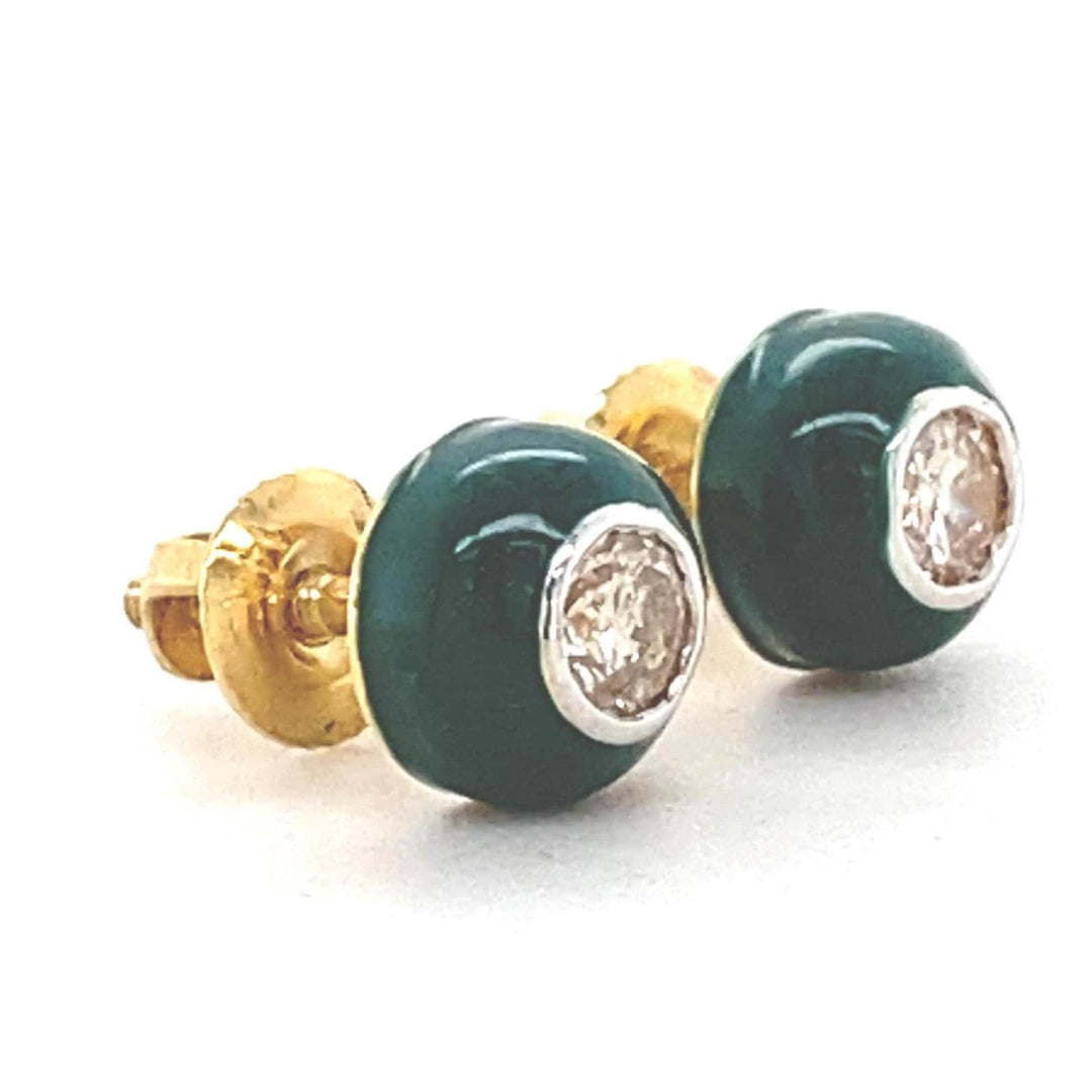 Kids Enameled Diamond Stud Earrings, 14k Solid Gold, Natural Diamonds, Everyday Enamel Studs, Gift for toddlers/girls/kids, Ready To Ship