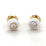 Load image into Gallery viewer, Kids Enameled Diamond Stud Earrings, 14k Solid Gold, Natural Diamonds, Everyday Jewelry, Gift for girls, Ready To Ship, HRD Certified
