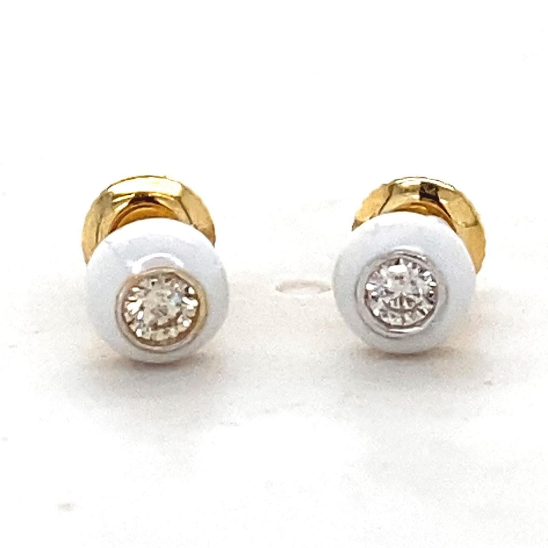 Kids Enameled Diamond Stud Earrings, 14k Solid Gold, Natural Diamonds, Everyday Jewelry, Gift for girls, Ready To Ship, HRD Certified