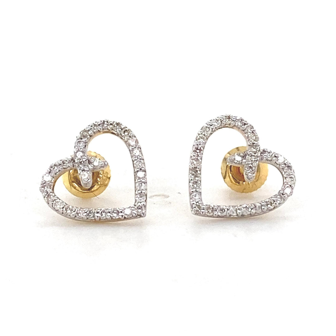 Kids Heart Design Diamond Stud Earrings, 14k Solid Gold, Natural Diamonds, Gift for toddlers/kids/girls, Ready To Ship, HRD Certified