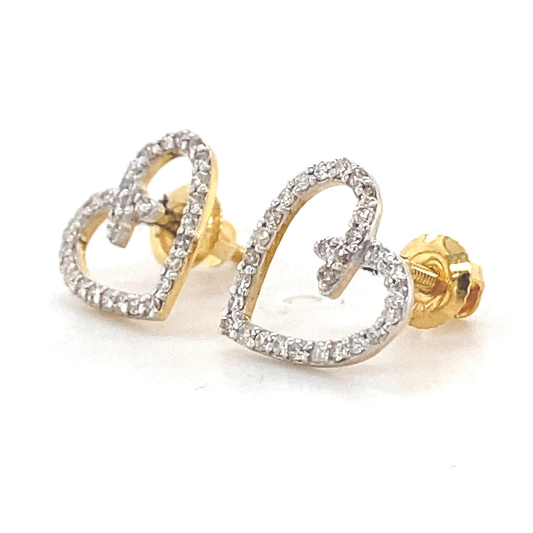 Kids Heart Design Diamond Stud Earrings, 14k Solid Gold, Natural Diamonds, Gift for toddlers/kids/girls, Ready To Ship, HRD Certified