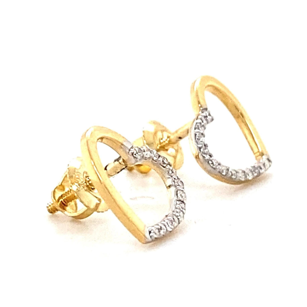 Kids Hollow Heart Diamond Stud Earrings, 14k Solid Gold, Natural Diamonds, Gift for toddlers, girls and kids, Ready To Ship