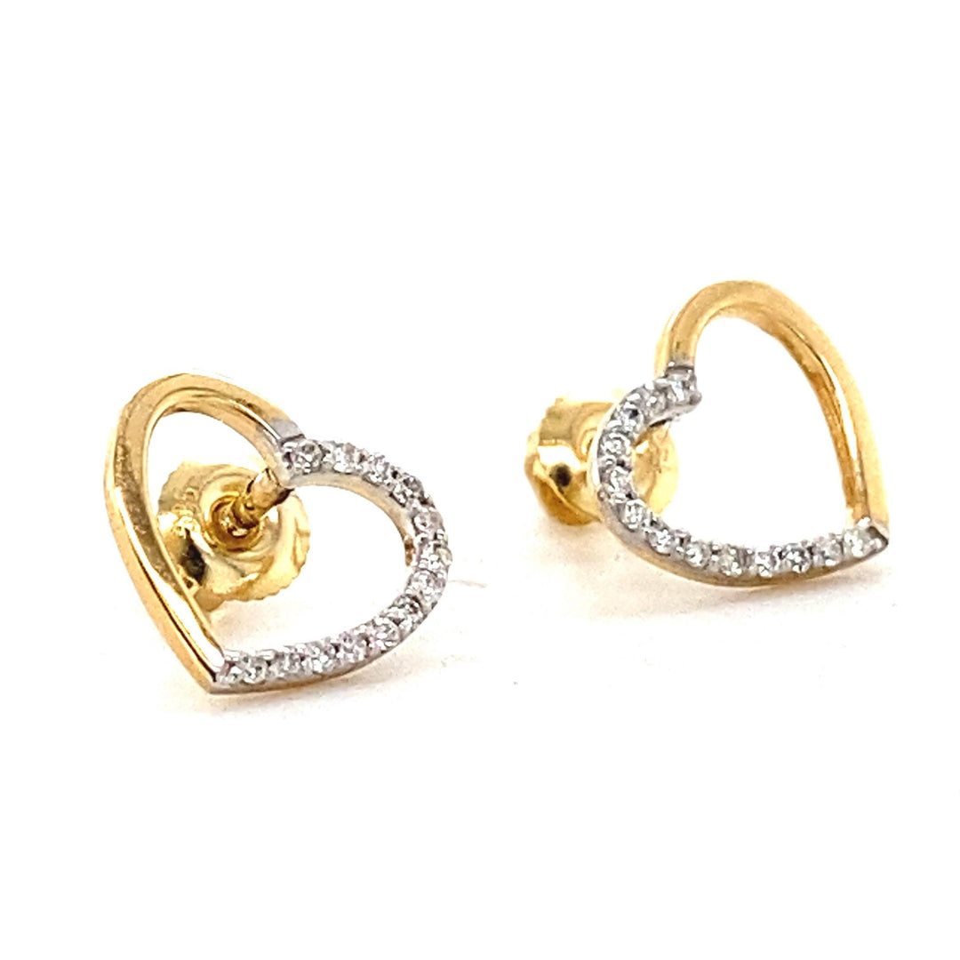 Kids Hollow Heart Diamond Stud Earrings, 14k Solid Gold, Natural Diamonds, Gift for toddlers, girls and kids, Ready To Ship