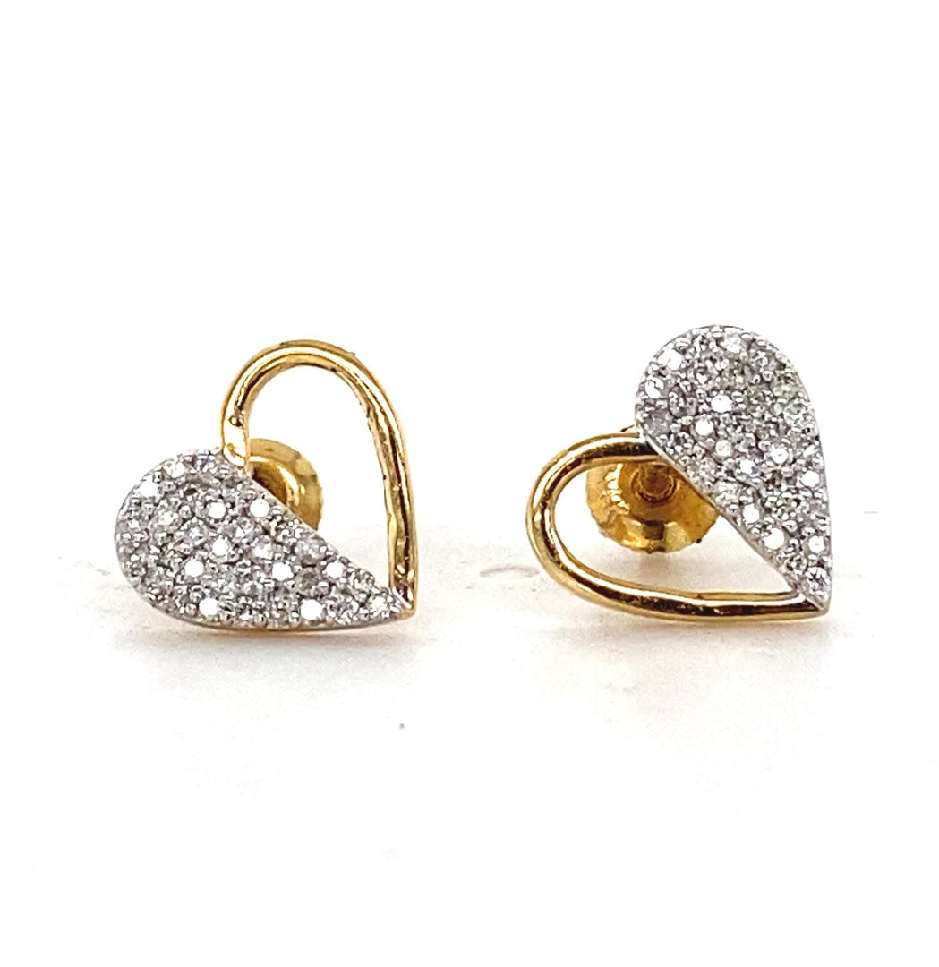 Kids Heart Diamond Stud Earrings, 14k Solid Gold, Natural Diamonds, Gift for toddlers/girls/kids, Ready To Ship, HRD Certified