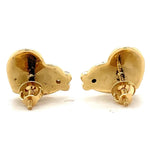 Load image into Gallery viewer, Teenager Floral Heart Diamond Stud Earrings, 14k Solid Gold With Enameling, Natural Diamonds, Gift for girls, Ready To Ship, HRD Certified
