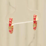 Load image into Gallery viewer, Kids Pink Enamel Diamond Hoops, 14k Solid Gold, Natural Diamond, Minimalist  Studs, Gift for toddlers/girls/kids, Ready To Ship
