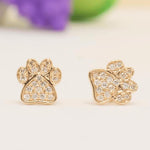 Load image into Gallery viewer, Kids Dog Paw Diamond Earrings, 14k Solid Gold, Natural Diamonds, Pet Lover Jewelry, Gift for toddlers/girls/kids, Ready To Ship
