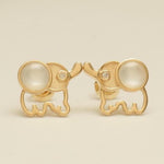 Load image into Gallery viewer, Kids Elephant Diamond Earrings, 14k Solid Gold, Natural Diamonds, Mother of Pearl Jewelry, Everyday Gift for toddlers/girls, Ready To Ship
