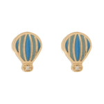 Load image into Gallery viewer, Kids Hot Air Balloon Diamond Earrings, 14k Solid Gold, Colorful Enamel Studs, Natural Diamonds, Gift for toddlers/girls/kids, Ready To Ship
