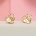 Load image into Gallery viewer, Kids Halo Heart Diamond Earrings, 14k Solid Gold, Natural Diamonds, Minimalist Everyday Jewelry, Gift for toddlers/girls/kids, Ready To Ship
