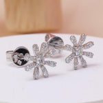 Load image into Gallery viewer, Kids Snowflake Diamond Stud Earrings, 18k Solid Gold, Natural Diamonds, Kids jewelry, Gift for toddlers/girls/kids, Ready To Ship
