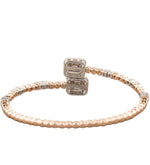 Load image into Gallery viewer, Halo Rectangular Natural Diamond Cuff Bracelet: 14k Solid Gold Stackable Open Bangle, Ready To Ship, IGI Certified
