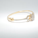 Load image into Gallery viewer, Flower Disc Diamond Bracelet, 14k Solid Gold, Natural Diamonds, Cluster Statement Bangle, Layering Jewelry, Ready To Ship, IGI Certified
