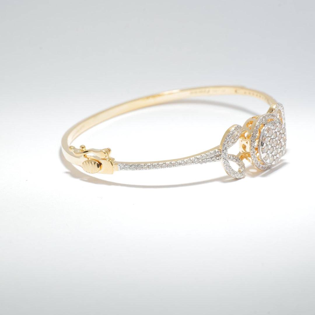 Flower Disc Diamond Bracelet, 14k Solid Gold, Natural Diamonds, Cluster Statement Bangle, Layering Jewelry, Ready To Ship, IGI Certified