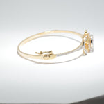 Load image into Gallery viewer, Flower Disc Diamond Bracelet, 14k Solid Gold, Natural Diamonds, Cluster Statement Bangle, Layering Jewelry, Ready To Ship, IGI Certified
