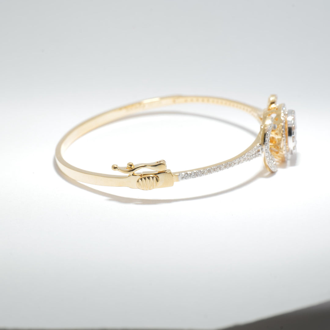 Flower Disc Diamond Bracelet, 14k Solid Gold, Natural Diamonds, Cluster Statement Bangle, Layering Jewelry, Ready To Ship, IGI Certified