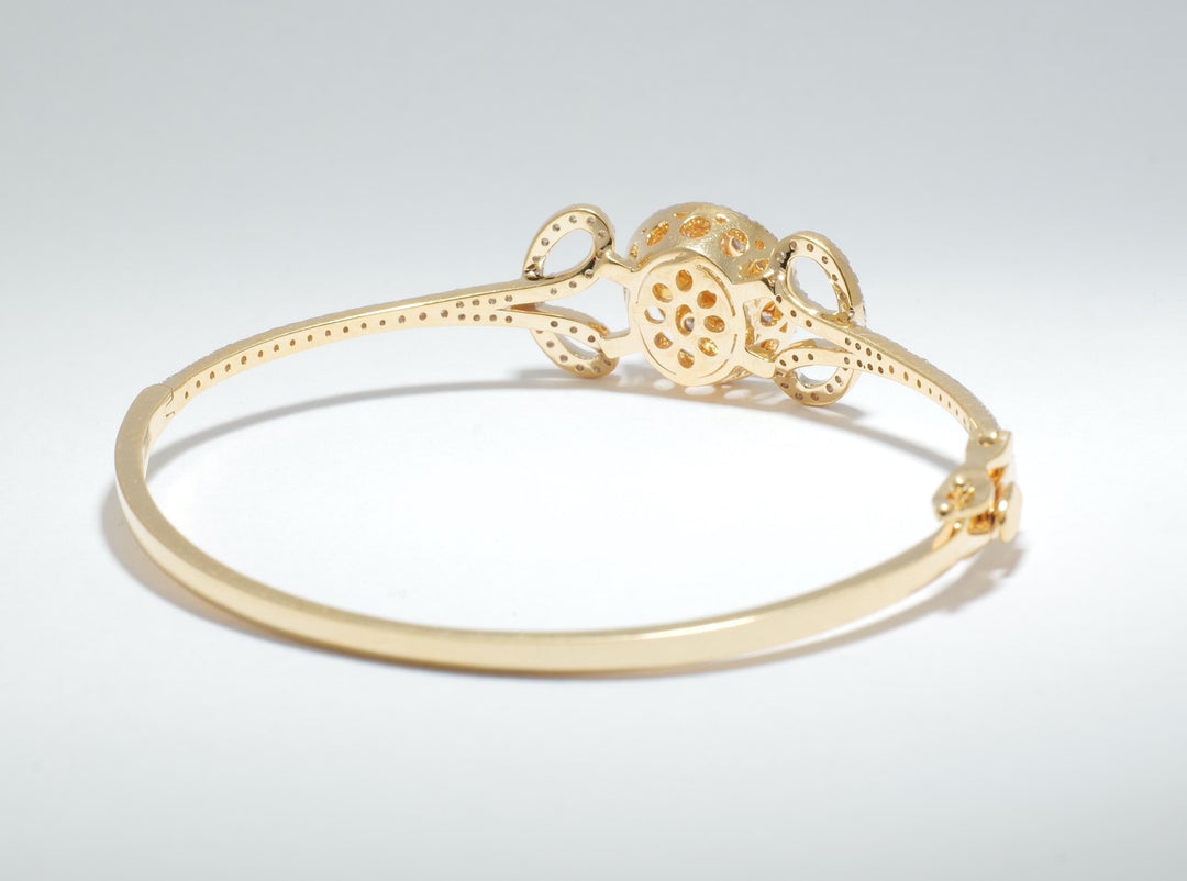 Flower Disc Diamond Bracelet, 14k Solid Gold, Natural Diamonds, Cluster Statement Bangle, Layering Jewelry, Ready To Ship, IGI Certified