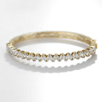 Load image into Gallery viewer, Marquise Diamond Bangle Bracelet, 14k Solid Gold, Natural Diamonds, Half Eternity Statement Jewelry, Bridal Stackable Bracelet
