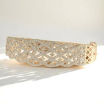 Load image into Gallery viewer, Broad Diamond Bangle Bracelet, 14k Solid Gold, Natural Diamonds, Wide Statement Jewelry, Cocktail Lattice Bracelet
