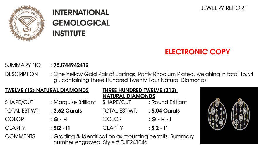 Open Circle Diamond Earrings, 14k Solid Gold, Natural Diamond, Halo Marquise Cocktail Studs, Statement Jewelry, Ready To Ship, IGI Certified