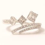 Load image into Gallery viewer, Three Square Natural Diamond Ring: 14k Solid Gold Geometric Cocktail Wrap Band Ring, Certified Jewelry
