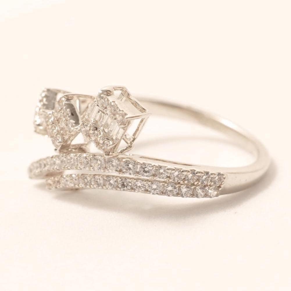 Three Square Diamond Ring, 14k Solid Gold, Natural Diamonds, Geometric Cocktail Band, Statement Ring, Wrap Design Ring, Gift For Her