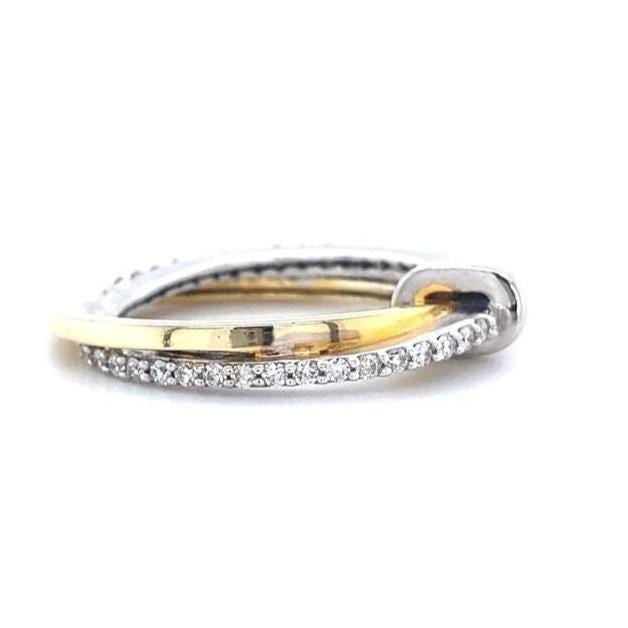 Diamond Knots Ring, 14K Solid Gold, Natural Diamonds, Dual Tone Stackable Ring, Gift for Women, Everyday Jewelry Gift For Her