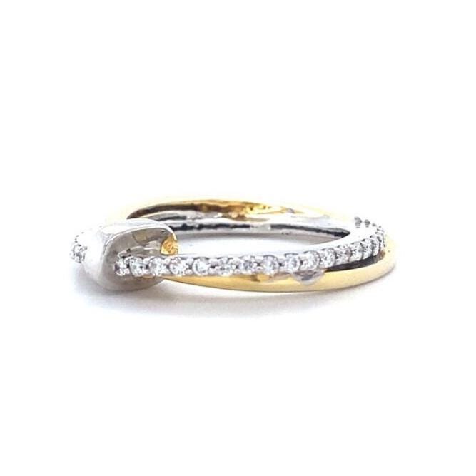 Diamond Knots Ring, 14K Solid Gold, Natural Diamonds, Dual Tone Stackable Ring, Gift for Women, Everyday Jewelry Gift For Her