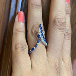 Load image into Gallery viewer, Blue Sapphire Diamond Ring In 14k Solid Gold, Birthstone Ring With Natural Diamonds, Gift for Women, Gemstone Jewelry Gift For Her
