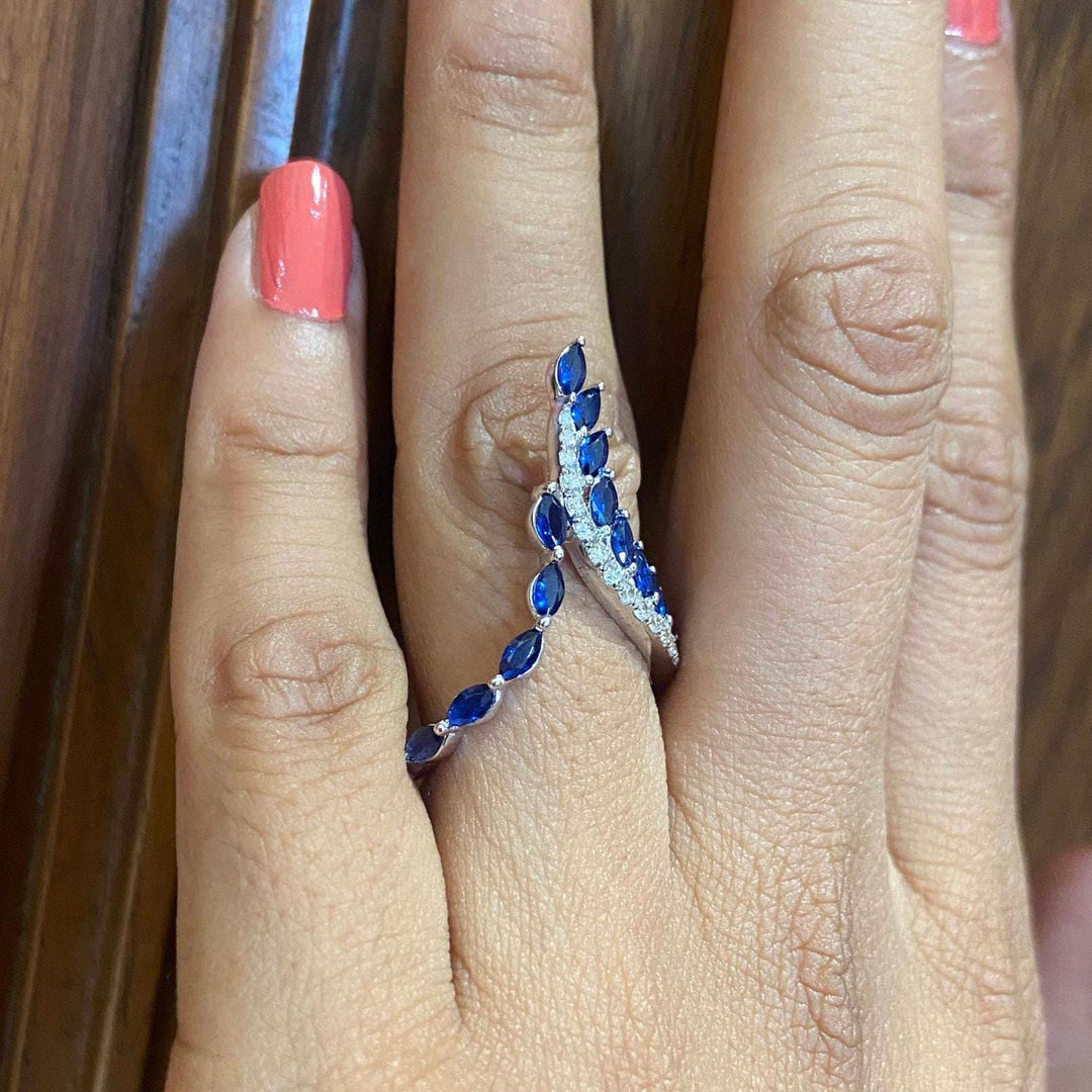 Blue Sapphire Diamond Ring In 14k Solid Gold, Birthstone Ring With Natural Diamonds, Gift for Women, Gemstone Jewelry Gift For Her