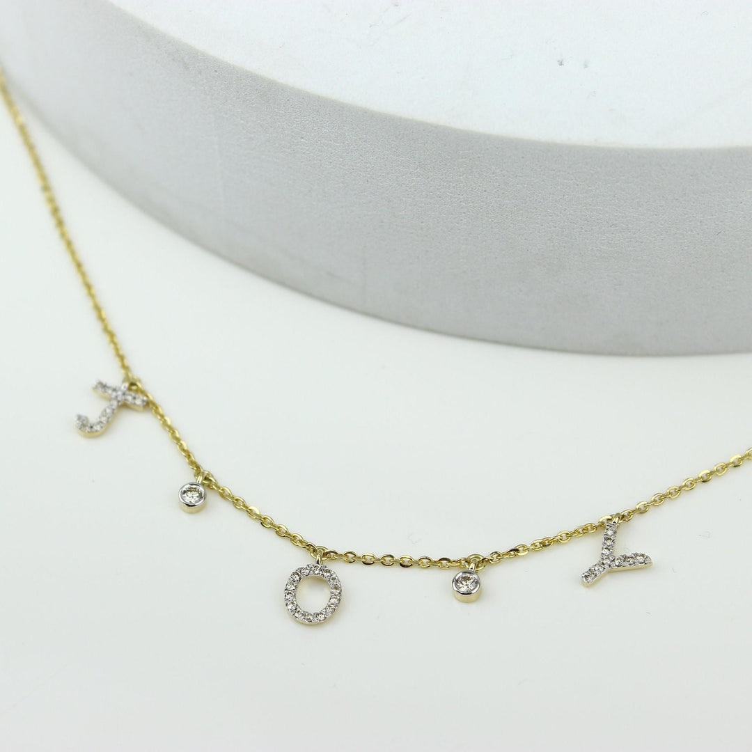 Joy Diamond Necklace In 14k Solid Gold, Natural Diamonds, Inspirational Jewelry, Gift For Her