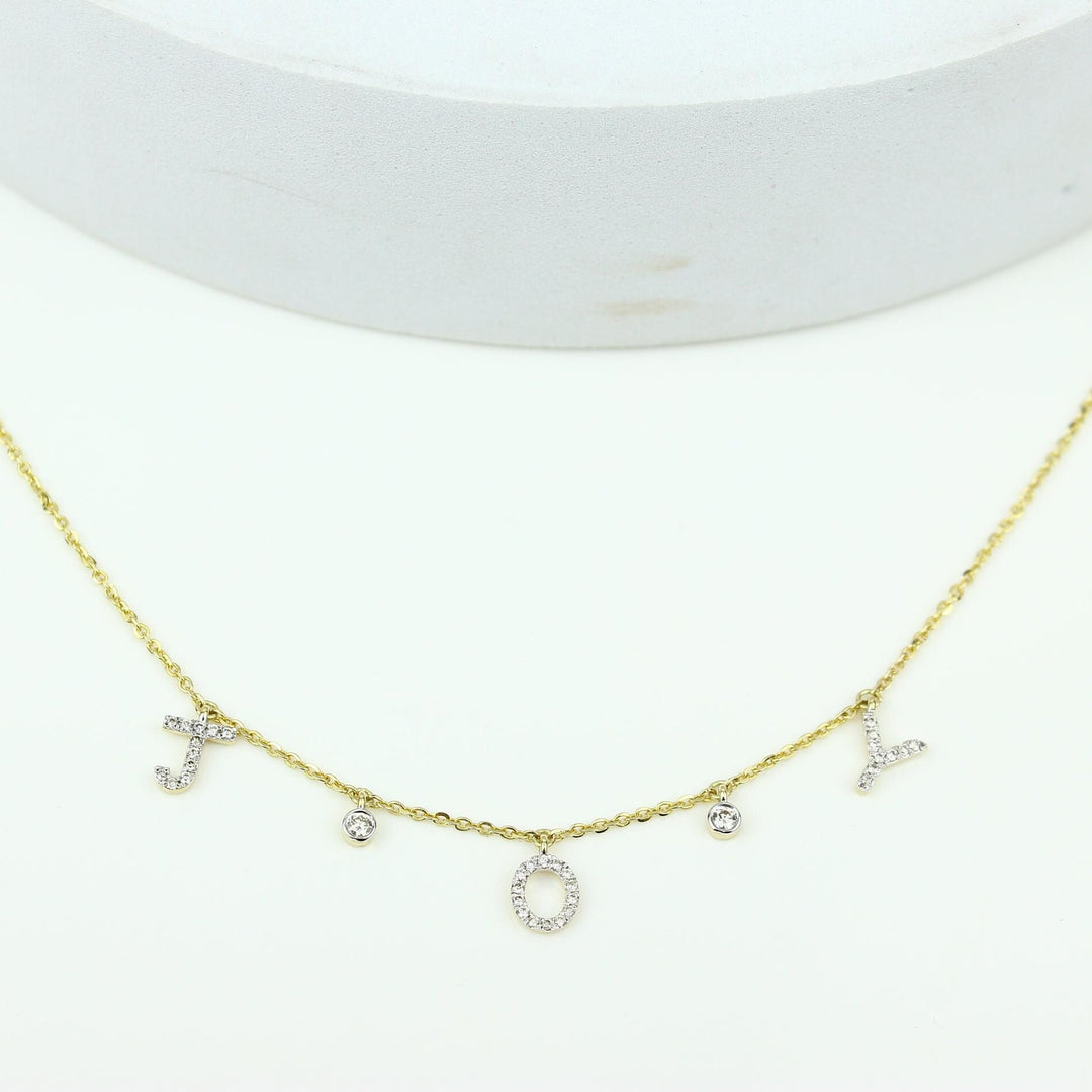 Joy Diamond Necklace In 14k Solid Gold, Natural Diamonds, Inspirational Jewelry, Gift For Her